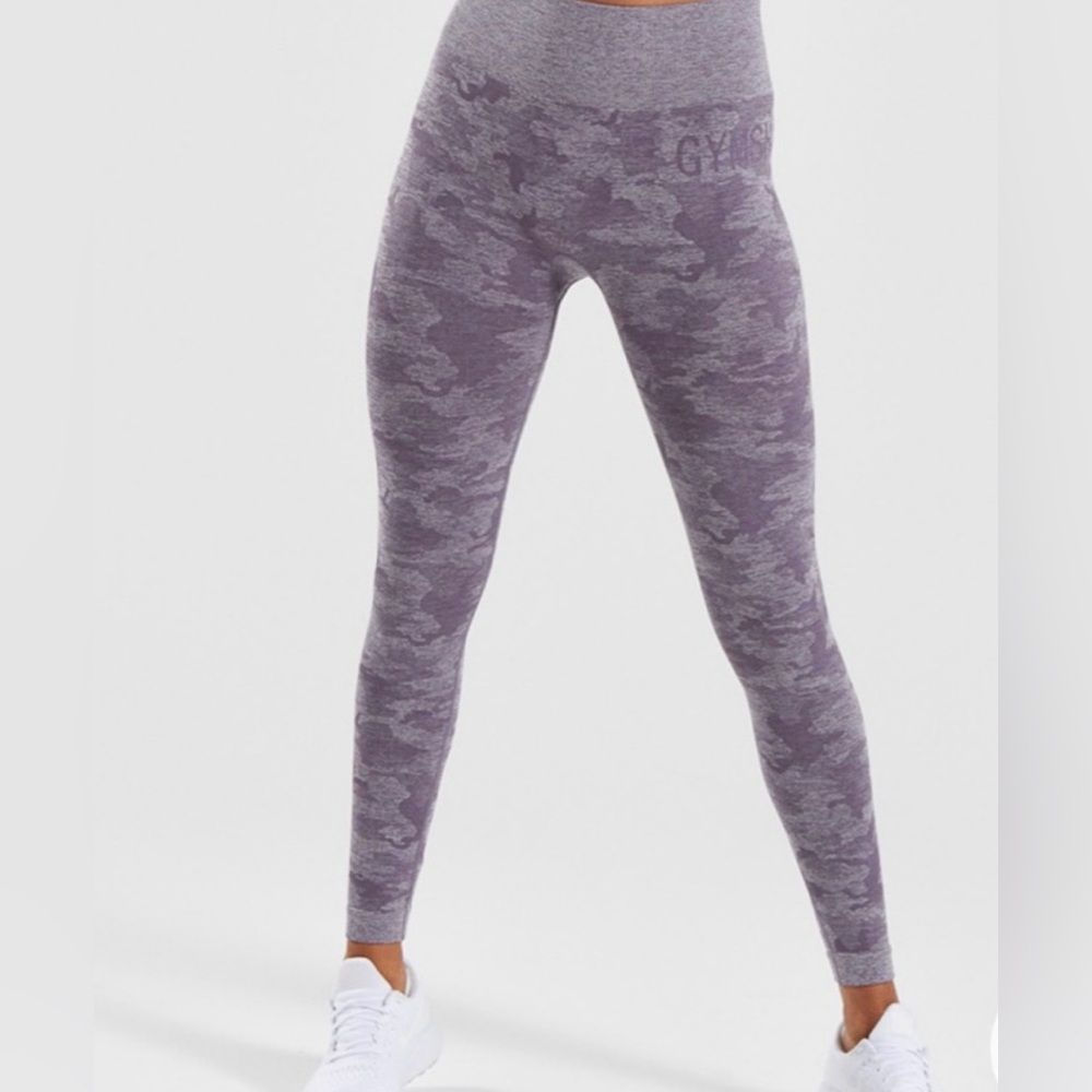 Gymshark Camo Seamless Leggings - Lavender Grey